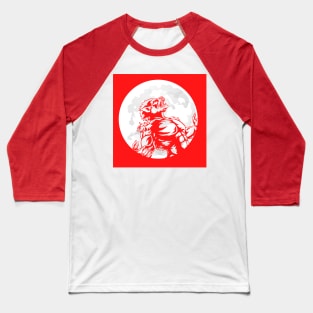 Red Wolf Moon Baseball T-Shirt